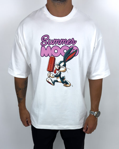 T-SHIRT OVERSIZED ΜΕ ΤΥΠΩΜΑ ΛΕΥΚΟ